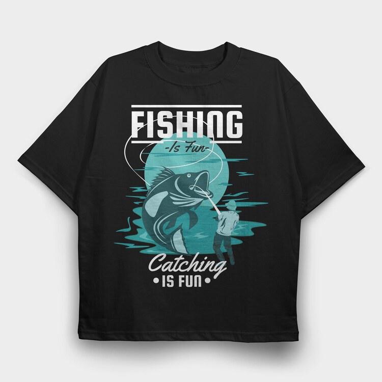 Fishing Fun Fisherman, Tricou Oversize Barbati (Unisex)