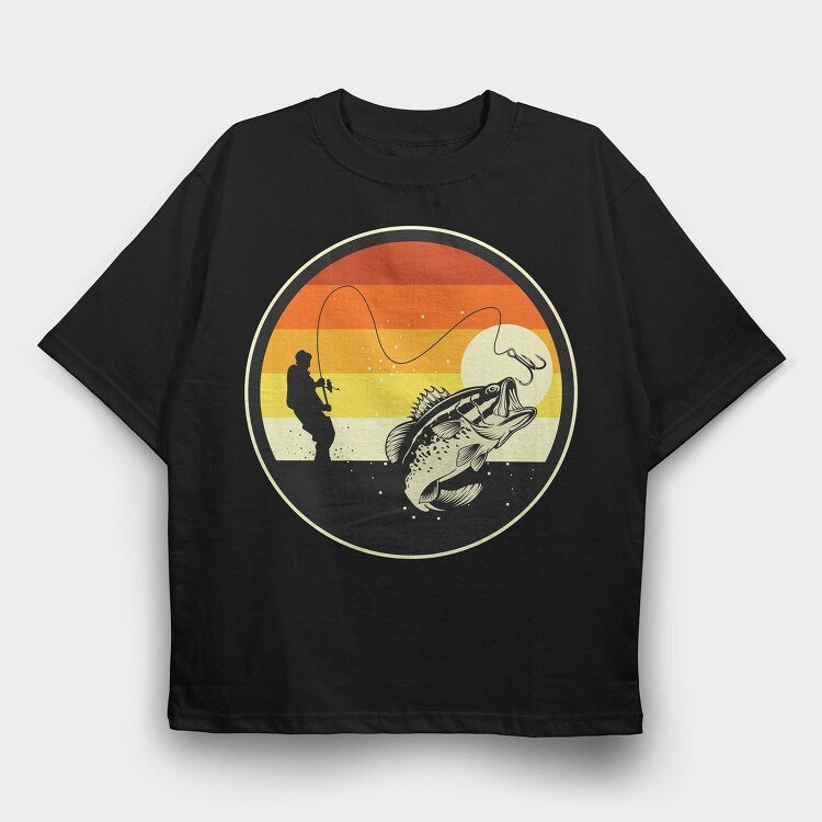 Fishing Sunset, Tricou Oversize Barbati (Unisex)