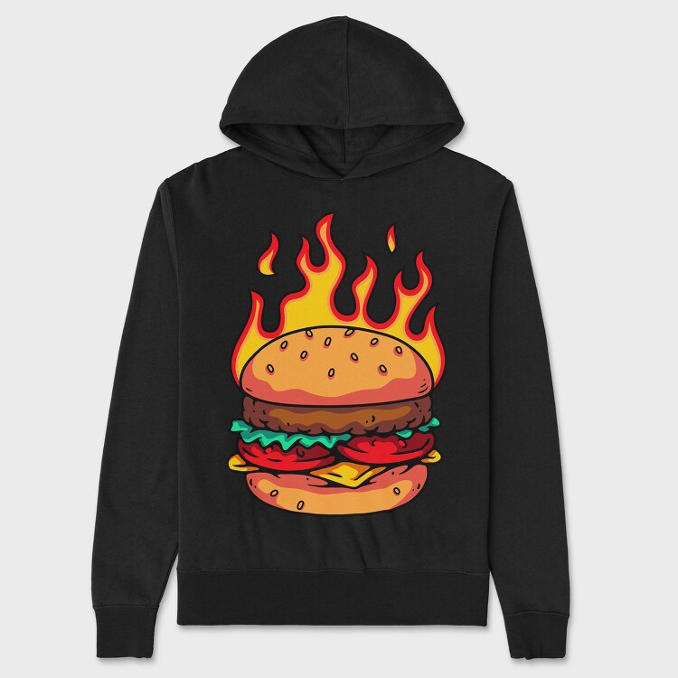 Flaming Burger Feast, Hanorac Oversize Barbati (Unisex)