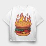 Flaming Burger Feast, Tricou Oversize Barbati (Unisex)