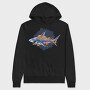 Flaming Shark Attack, Hanorac Oversize Barbati (Unisex)