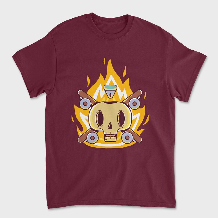 Flaming Skull Wheels, Tricou Barbati (Unisex)