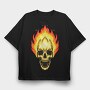Flaming Skull, Tricou Oversize Barbati (Unisex)