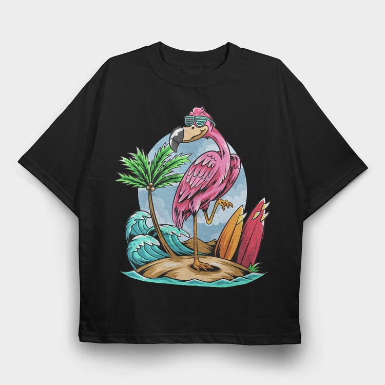 Flamingo Surf Paradise, Tricou Oversize Barbati (Unisex)
