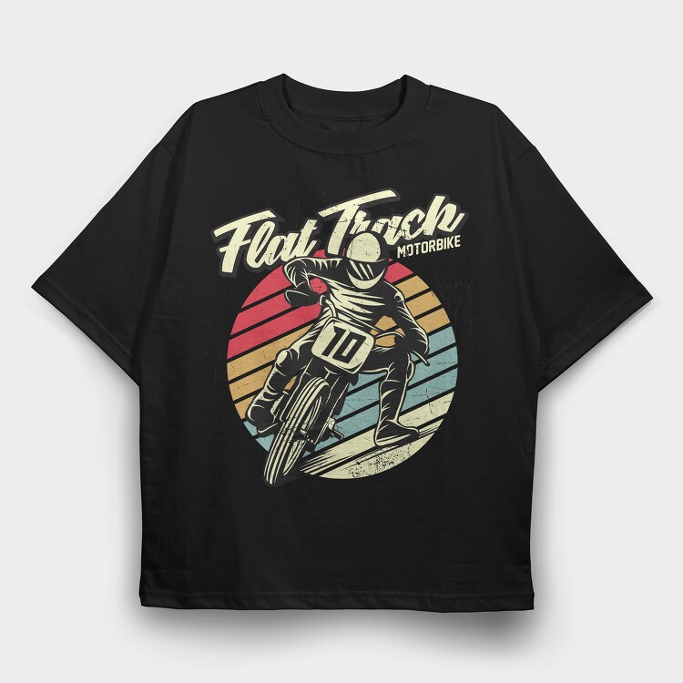 Flat Track Rider, Tricou Oversize Barbati (Unisex)