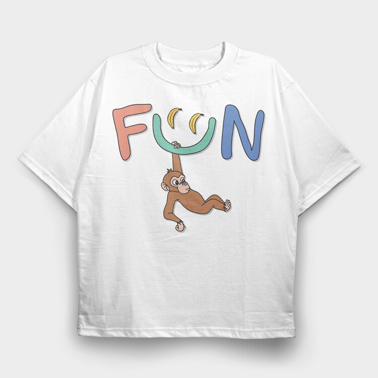 Fun Monkey Bananas, Tricou Oversize Barbati (Unisex)