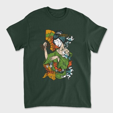 Geisha Koi Fan, Tricou Barbati (Unisex)