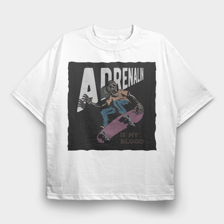 Adrenalinin Blood Skate, Tricou Oversize Barbati (Unisex)
