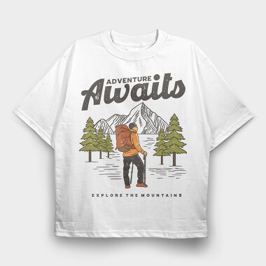 Adventure Awaits Hike, Tricou Oversize Barbati (Unisex)