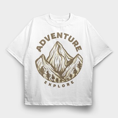 Adventure Explore Mountain, Tricou Oversize Barbati (Unisex)