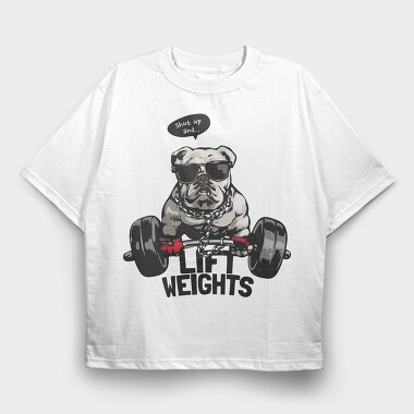 Bulldog Weight Lifter, Tricou Oversize Barbati (Unisex)