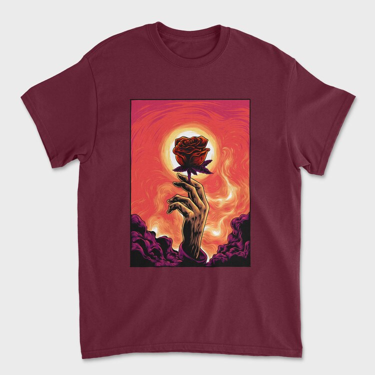 Burning Rose Hand, Tricou Barbati (Unisex)