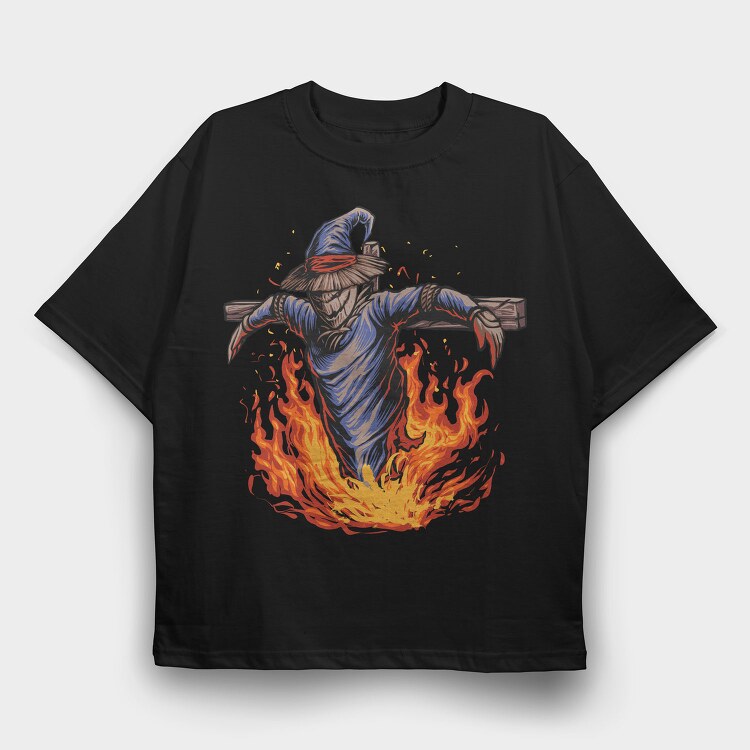 Burning Scarecrow, Tricou Oversize Barbati (Unisex)