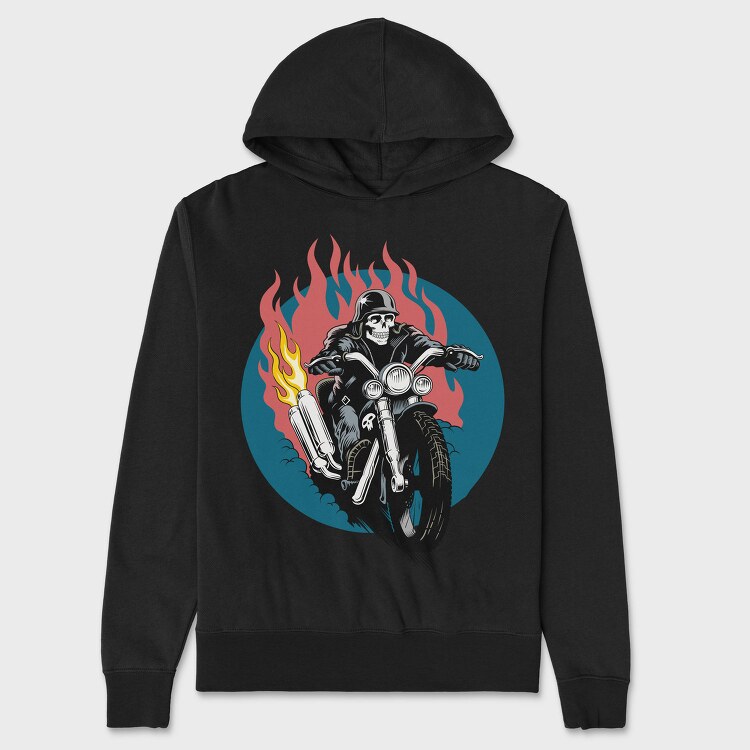 Burning Skull Rider, Hanorac Oversize Barbati (Unisex)