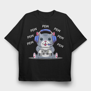 Cat Gamer Headphones, Tricou Oversize Barbati (Unisex)
