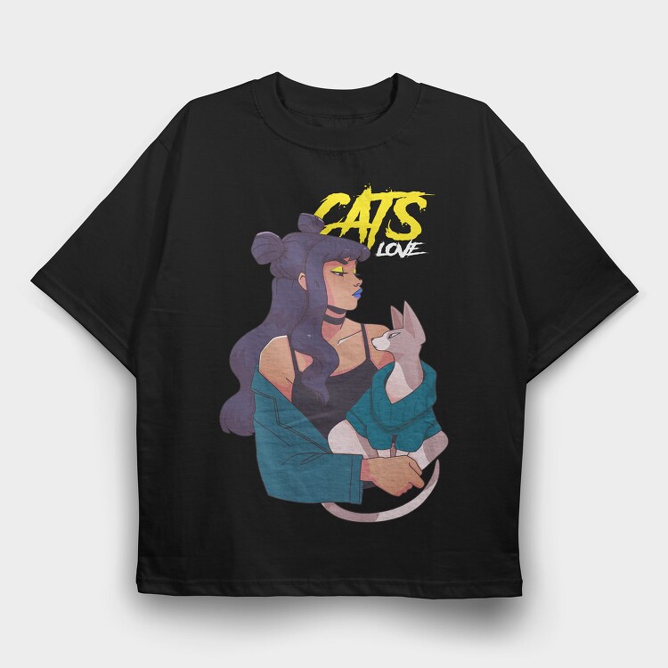 Cats Meow 1, Tricou Oversize Barbati (Unisex)