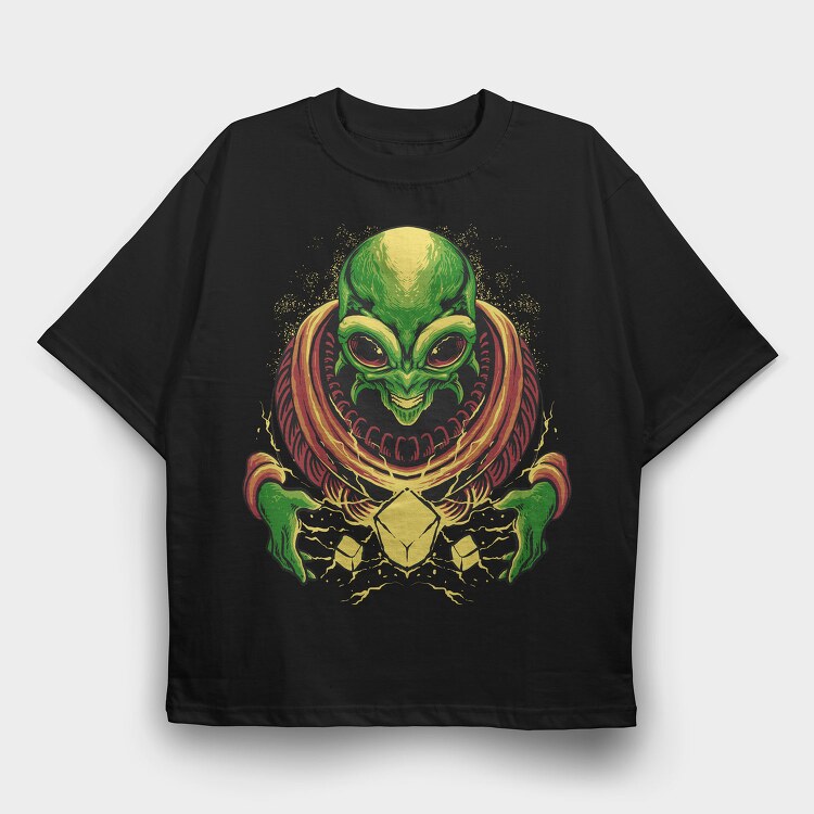 Alien Grin, Tricou Oversize Barbati (Unisex)