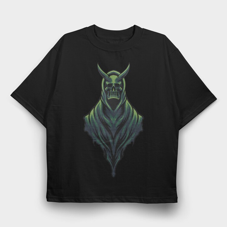 Dark Skull Hood, Tricou Oversize Barbati (Unisex)