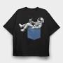 Astronaut Pocket Beer, Tricou Oversize Barbati (Unisex)