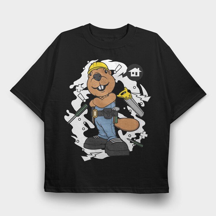 Beaver Builder, Tricou Oversize Barbati (Unisex)