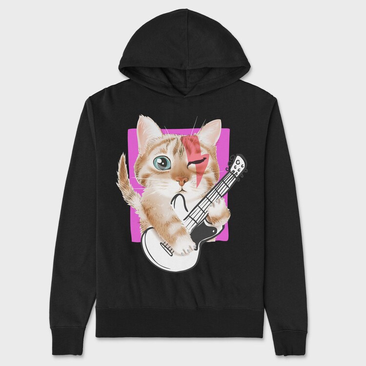 Cat Guitar Dreams, Hanorac Oversize Barbati (Unisex)