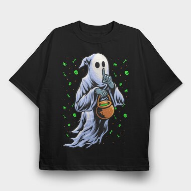 Halloween Ghost Trick Or Treat, Tricou Oversize Barbati (Unisex)