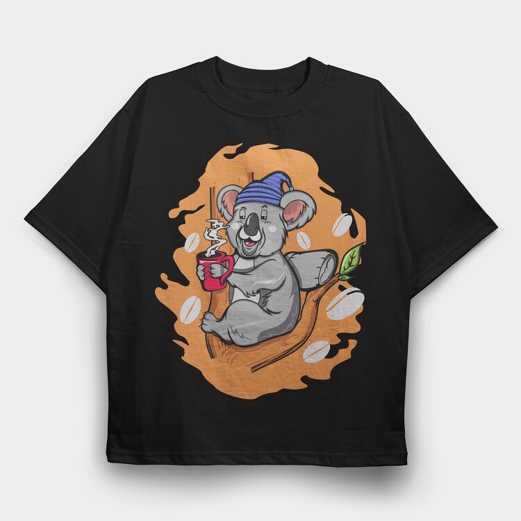 Koala Coffee Break, Tricou Oversize Barbati (Unisex)