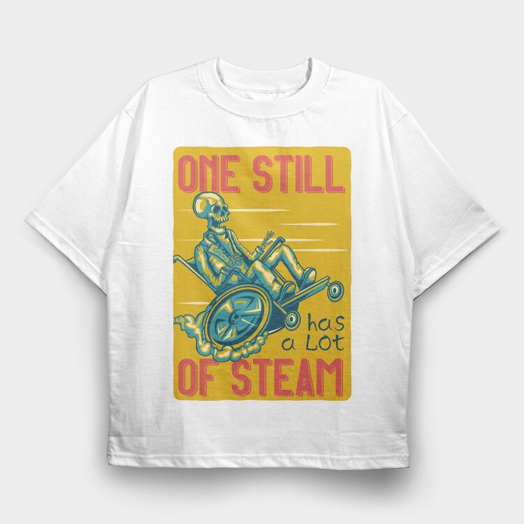 Skeleton Steam Ride, Tricou Oversize Barbati (Unisex)