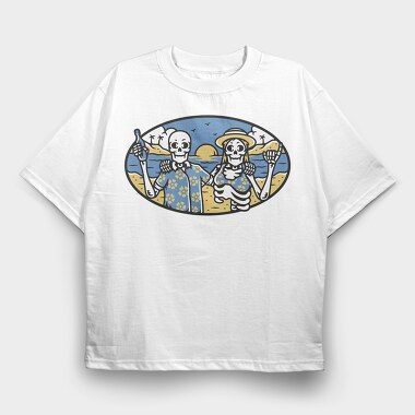 Skeletons Beach Party, Tricou Oversize Barbati (Unisex)