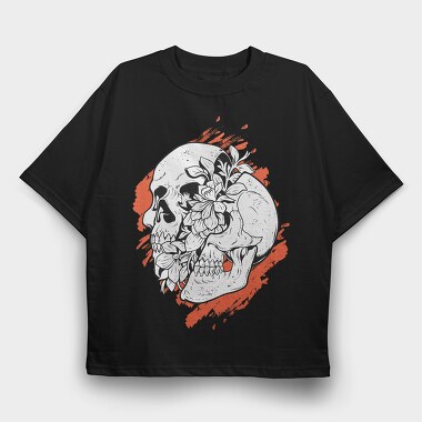 Skull Bloom, Tricou Oversize Barbati (Unisex)