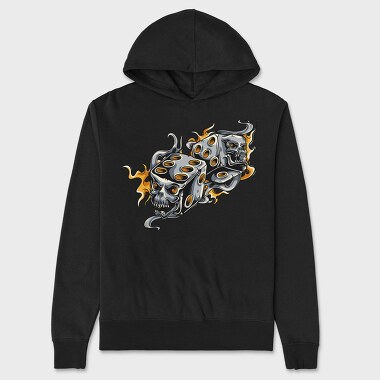 Skull Dice Flames, Hanorac Oversize Barbati (Unisex)