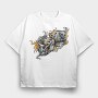Skull Dice Flames, Tricou Oversize Barbati (Unisex)