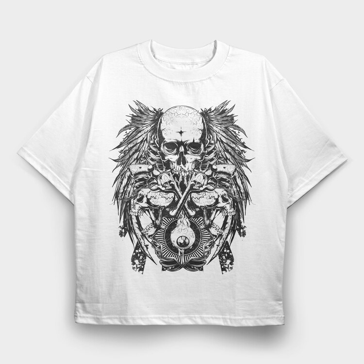 Skull Wings Guns, Tricou Oversize Barbati (Unisex)