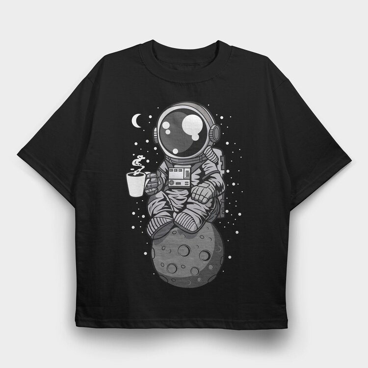 Space Coffee Astronaut, Tricou Oversize Barbati (Unisex)