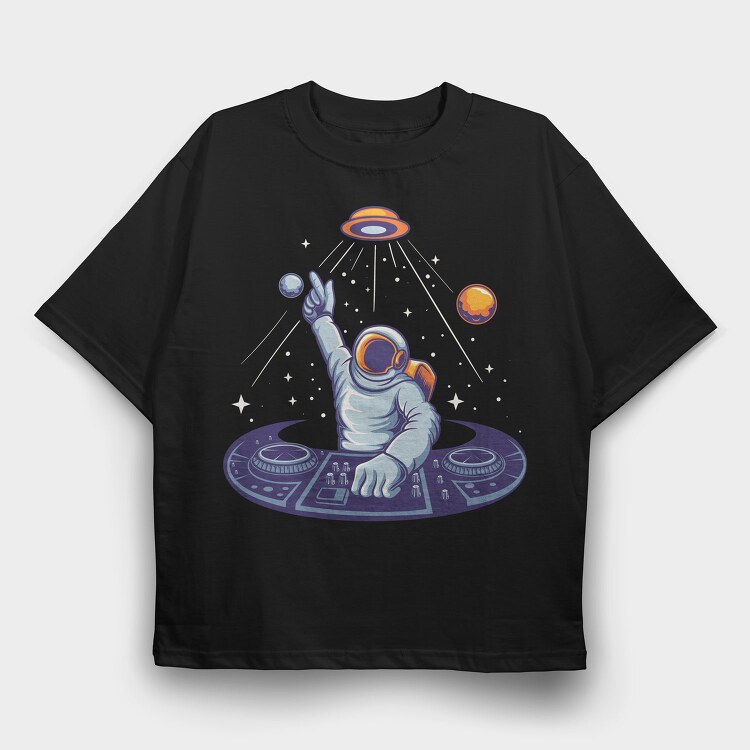 Space Dj Alien, Tricou Oversize Barbati (Unisex)