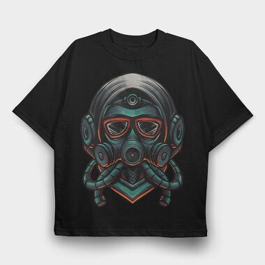 Cyberpunk Gasmask, Tricou Oversize Barbati (Unisex)
