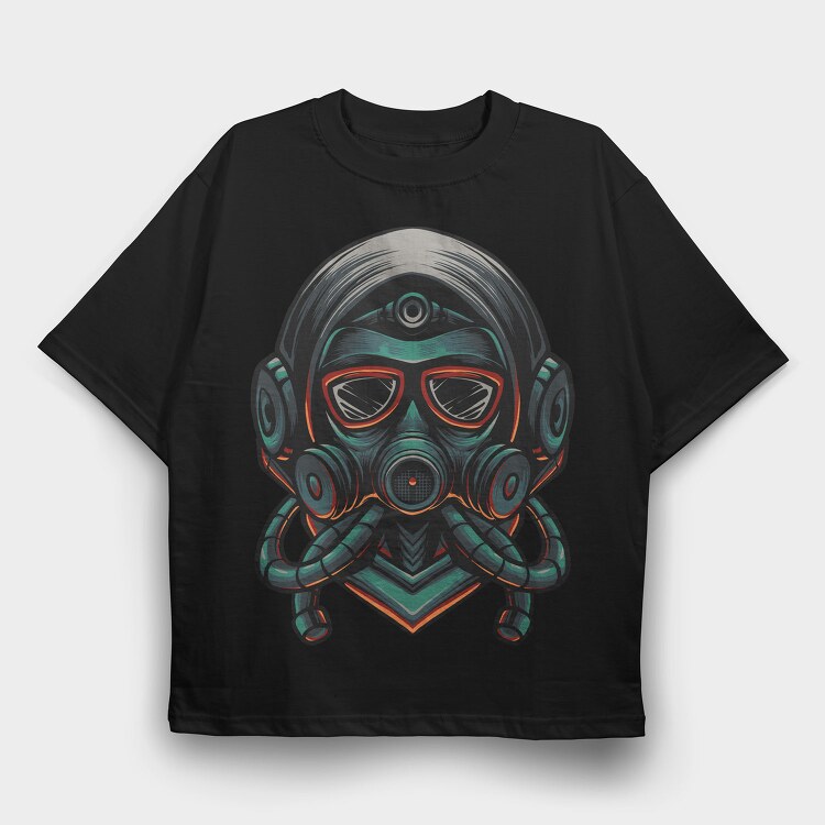 Cyberpunk Gasmask, Tricou Oversize Barbati (Unisex)