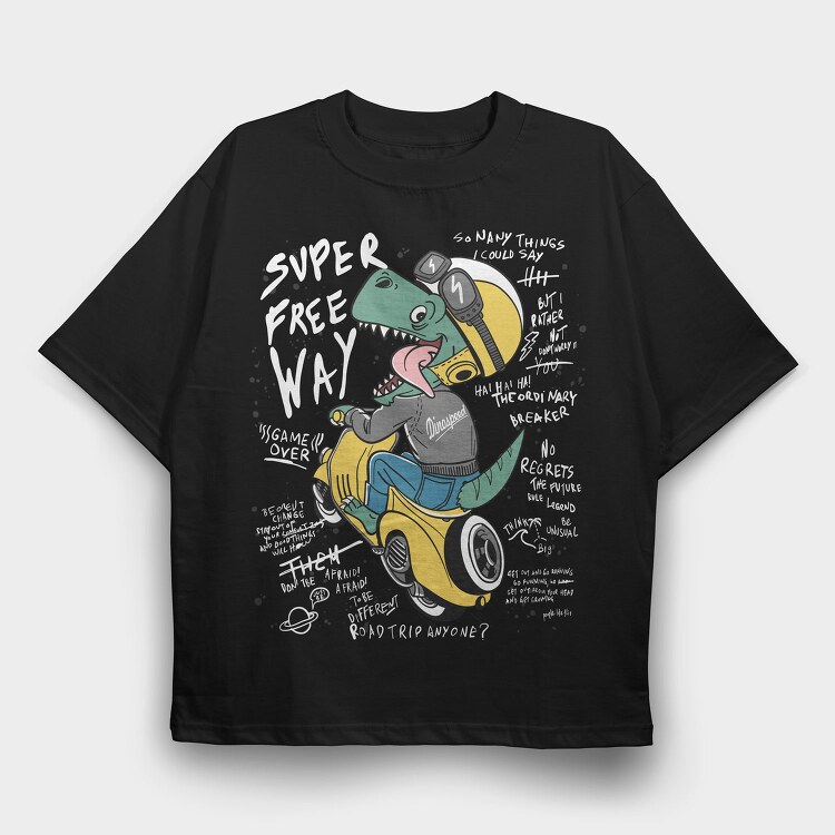 Dinospeed Scooter Rider, Tricou Oversize Barbati (Unisex)