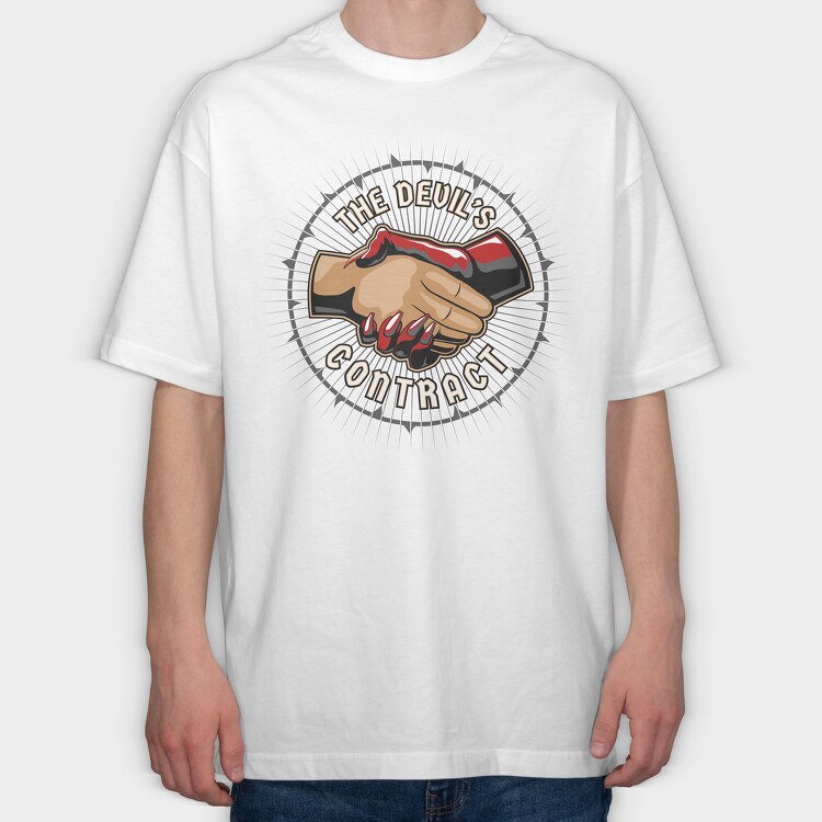 Devils Handshake, Tricou Oversize Barbati (Unisex)
