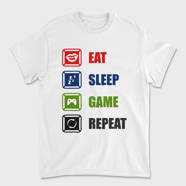 Eat Sleep Game Repeat, Tricou Barbati (Unisex)