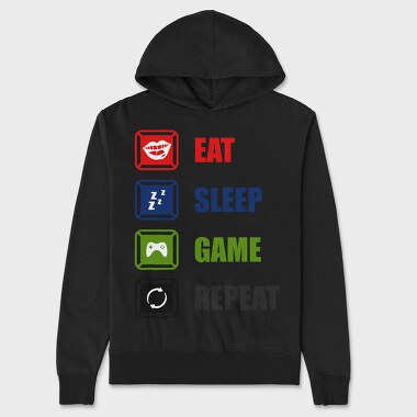 Eat Sleep Game Repeat, Hanorac Oversize Barbati (Unisex)