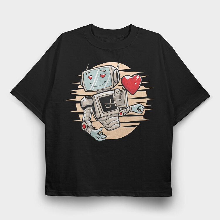 Cyber Heart Beat, Tricou Oversize Barbati (Unisex)