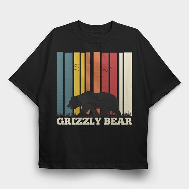 Grizzly Bear Sunset, Tricou Oversize Barbati (Unisex)