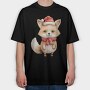 Cute Fox Santa, Tricou Oversize Barbati (Unisex)