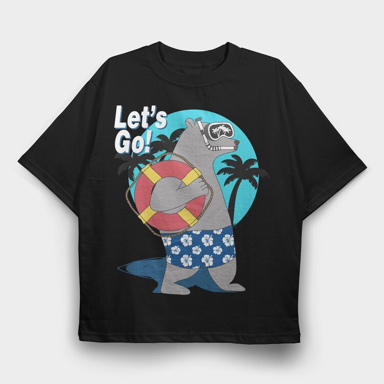 Lets Go Snorkel Bear, Tricou Oversize Barbati (Unisex)