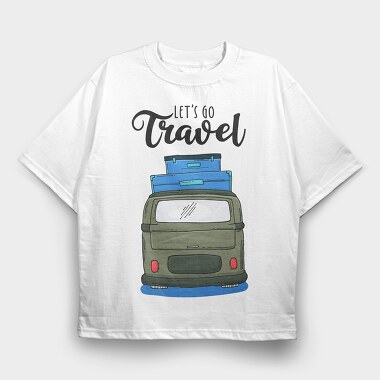 Lets Go Travel Bus, Tricou Oversize Barbati (Unisex)