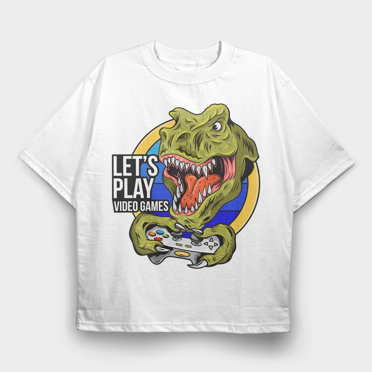Lets Play Dinosaur, Tricou Oversize Barbati (Unisex)