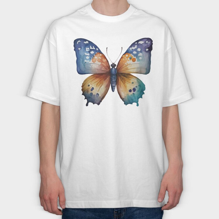 Colorful Watercolor Butterfly, Tricou Oversize Barbati (Unisex)