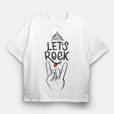 Lets Rock Hand Sign, Tricou Oversize Barbati (Unisex)