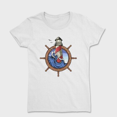 Lighthouse Storm Ship Wheel, Tricou Femei